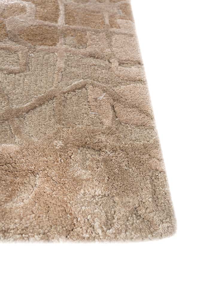 mythos beige and brown wool and viscose Hand Tufted Rug - Corner