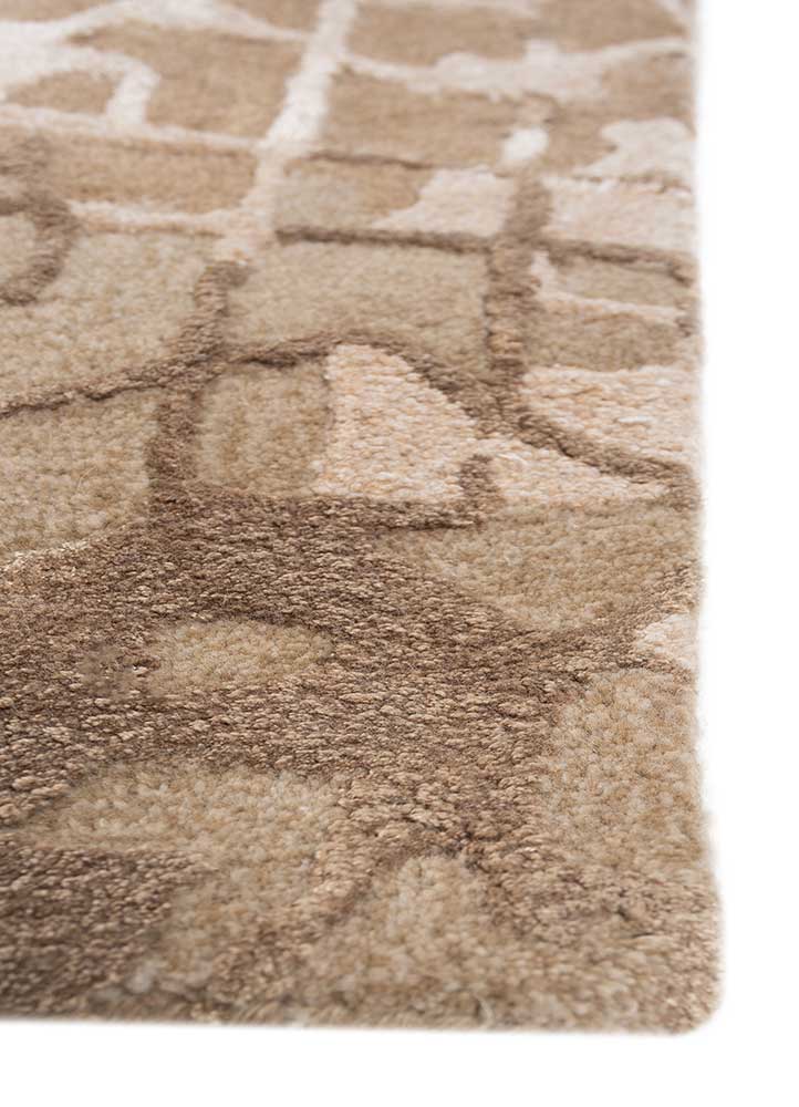 mythos beige and brown wool and viscose Hand Tufted Rug - Corner