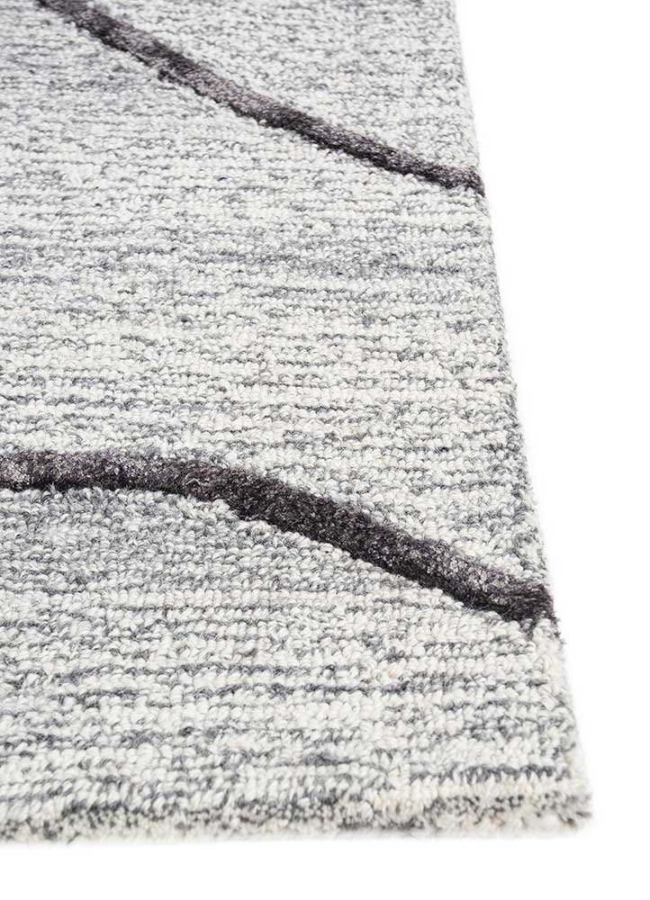 acar grey and black wool and viscose Hand Tufted Rug - Corner