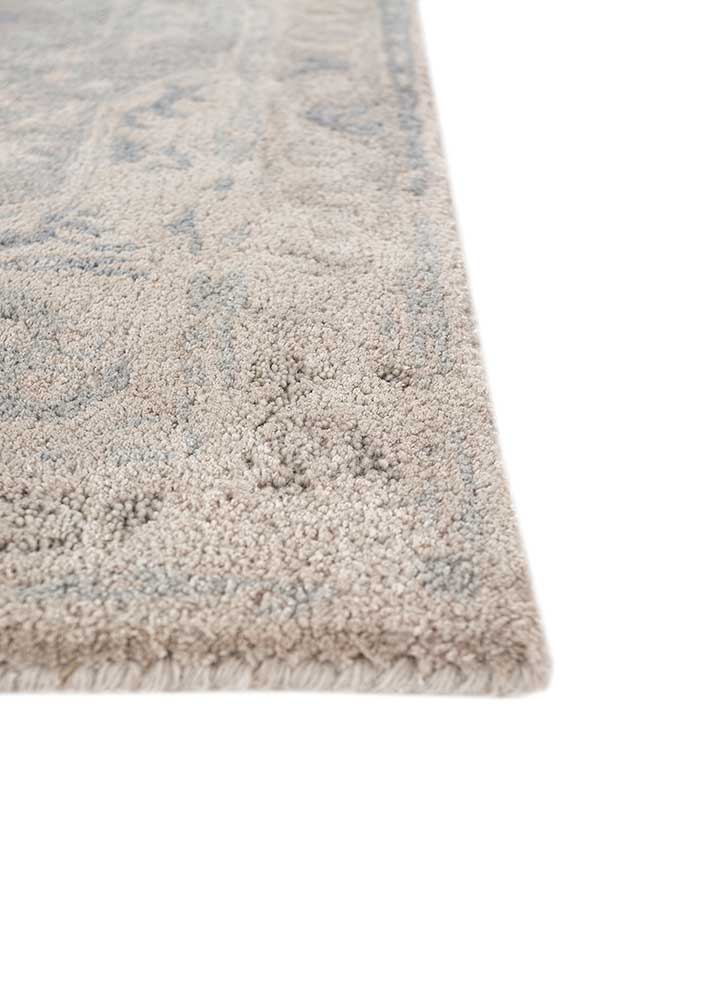 mythos blue wool and viscose Hand Tufted Rug - Corner