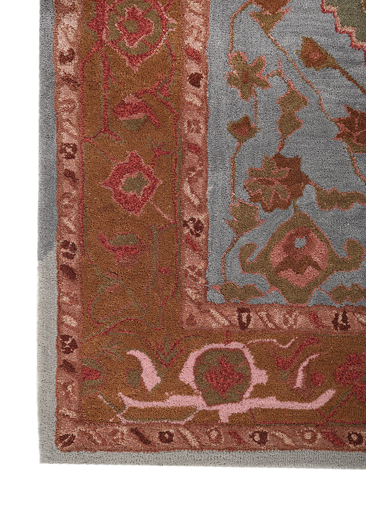 kasbah red and orange wool and viscose Hand Tufted Rug - Corner kasbah red and orange wool and viscose Hand Tufted Rug - Corner