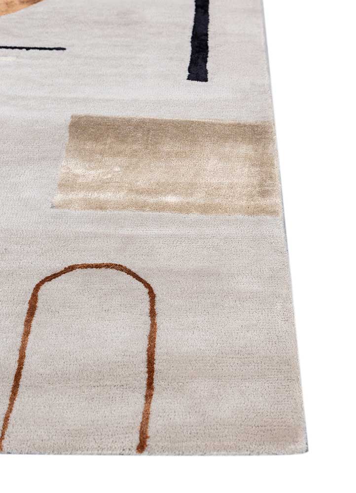 aprezo ivory wool and viscose Hand Tufted Rug - Corner