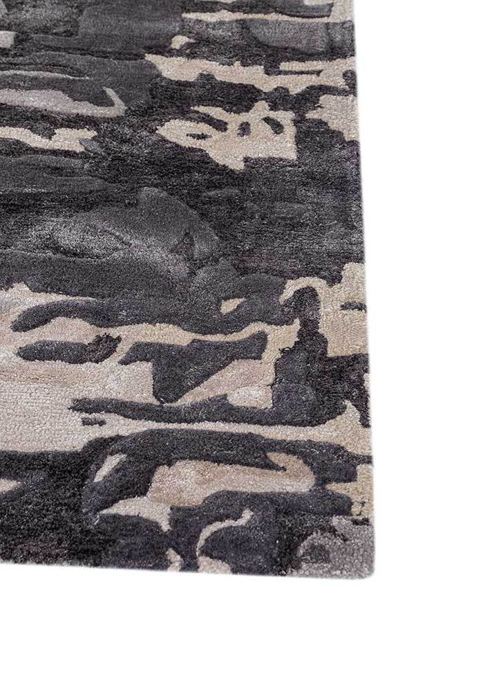 genesis grey and black wool and viscose Hand Tufted Rug - Corner