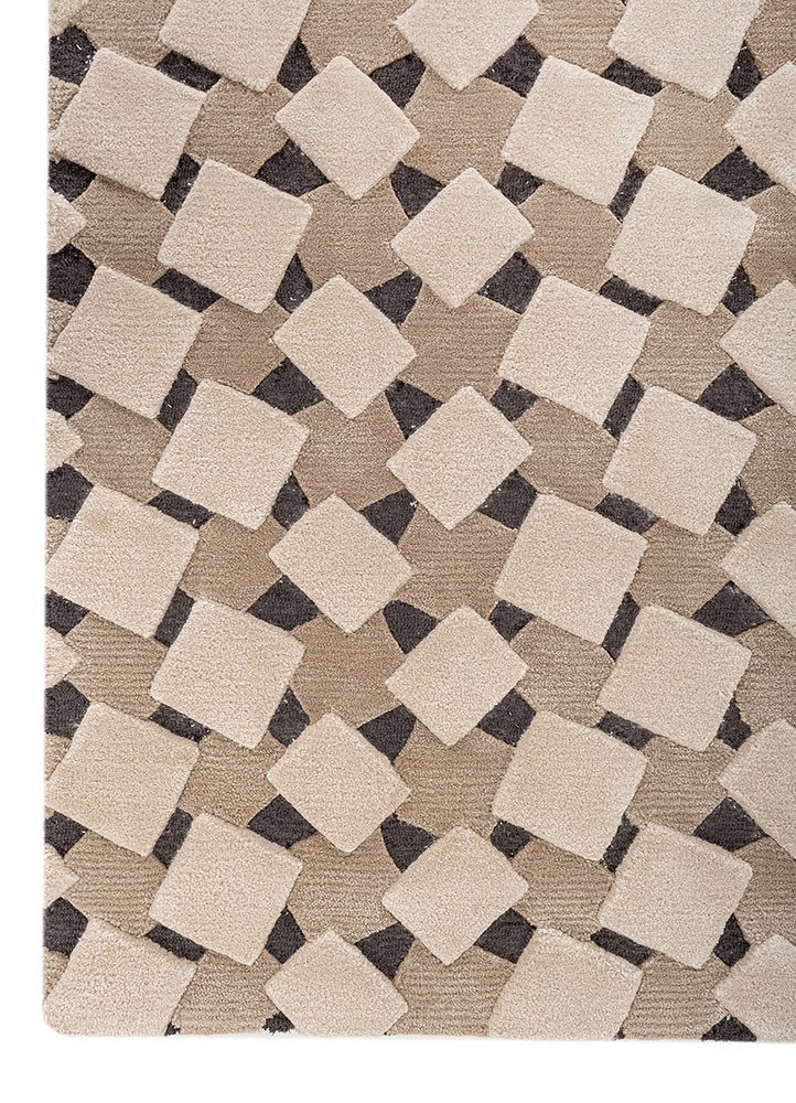 faces beige and brown wool and viscose Hand Tufted Rug - Corner faces beige and brown wool and viscose Hand Tufted Rug - Corner