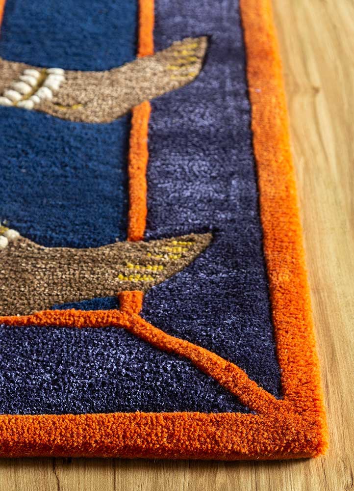 jaipur wunderkammer blue wool and viscose Hand Tufted Rug - Corner jaipur wunderkammer blue wool and viscose Hand Tufted Rug - Corner