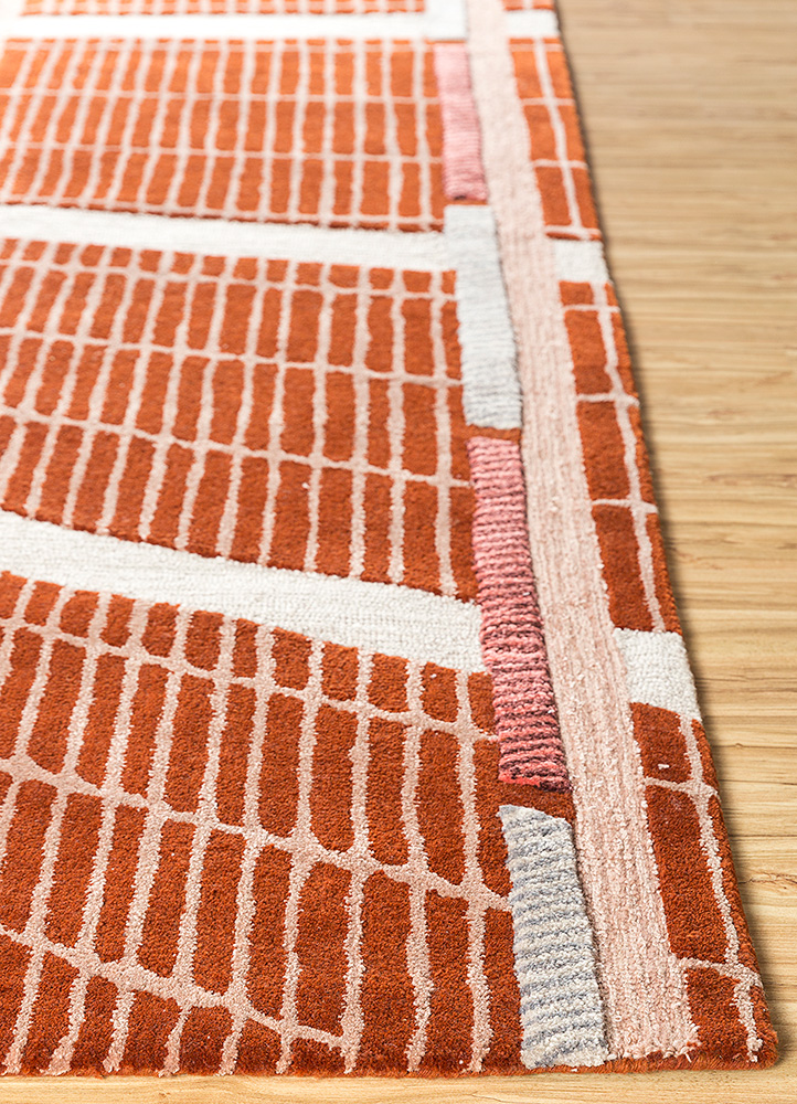jaipur wunderkammer red and orange wool Hand Tufted Rug - Corner jaipur wunderkammer red and orange wool Hand Tufted Rug - Corner