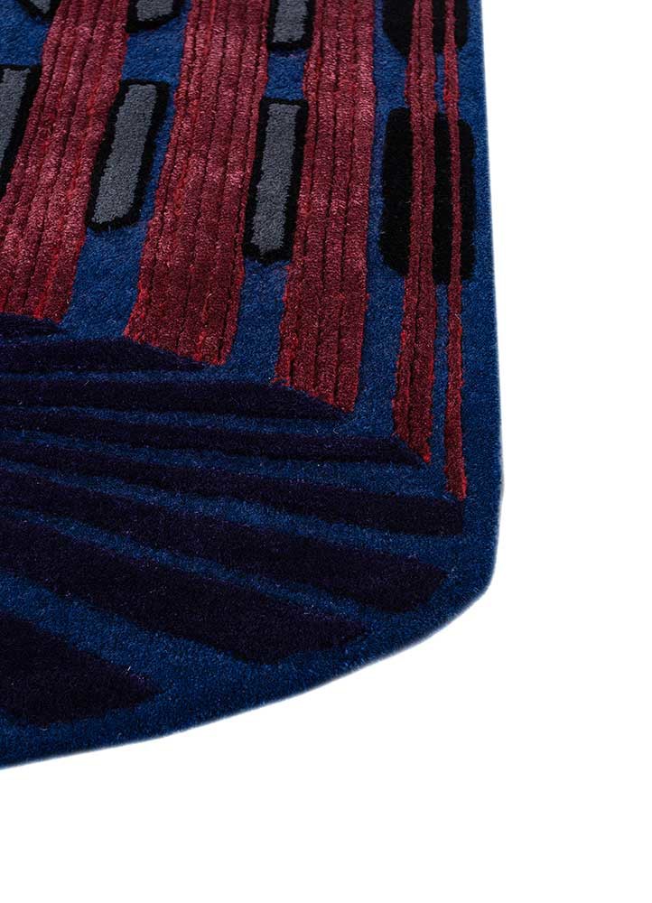 jaipur wunderkammer blue wool and viscose Hand Tufted Rug - Corner jaipur wunderkammer blue wool and viscose Hand Tufted Rug - Corner