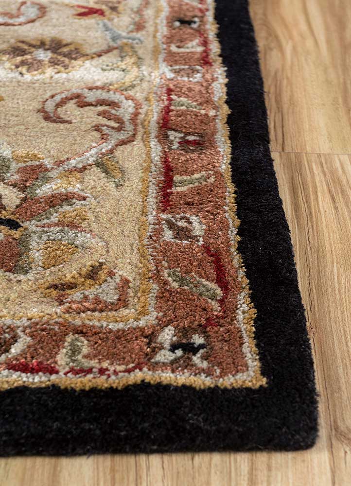 kasbah grey and black wool and viscose Hand Tufted Rug - Corner