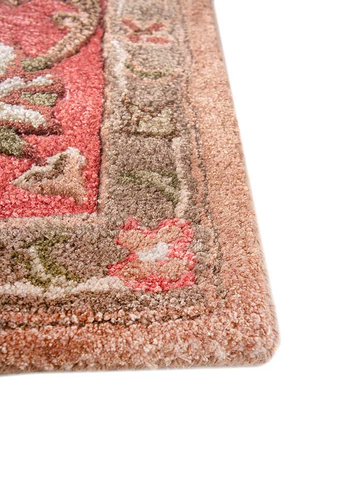 kasbah red and orange wool and viscose Hand Tufted Rug - Corner