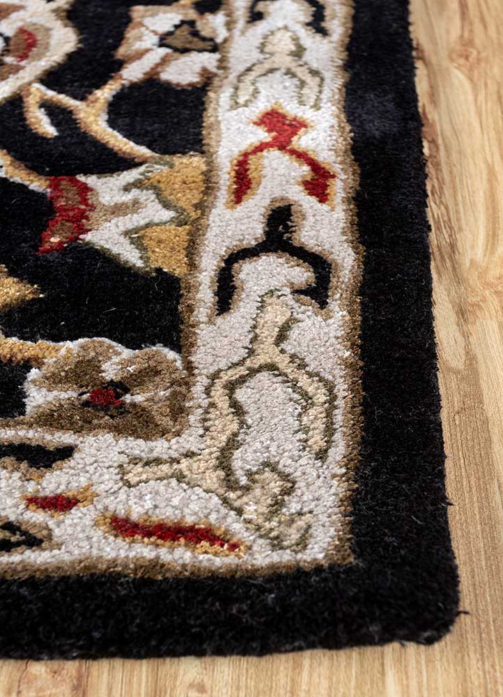kasbah grey and black wool and viscose Hand Tufted Rug - Corner
