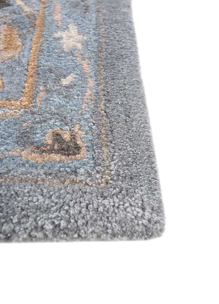 kasbah blue wool and viscose Hand Tufted Rug - Corner