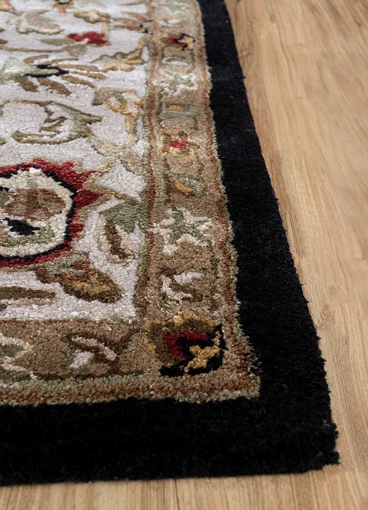 kasbah grey and black wool and viscose Hand Tufted Rug - Corner