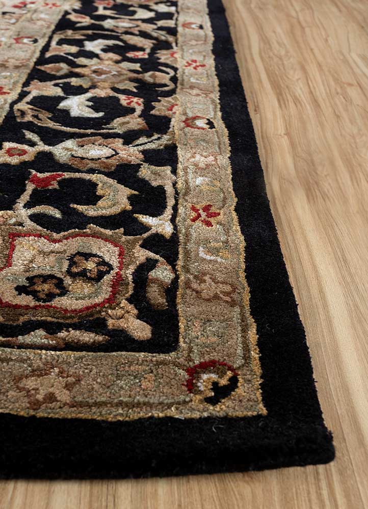 kasbah grey and black wool and viscose Hand Tufted Rug - Corner