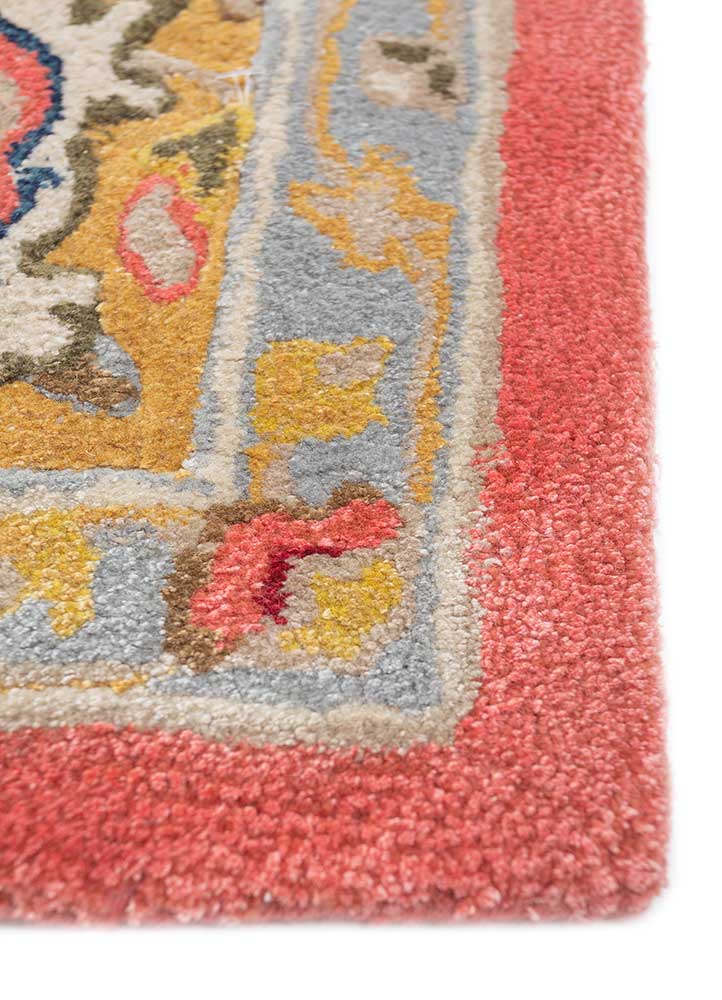 kasbah red and orange wool and viscose Hand Tufted Rug - Corner
