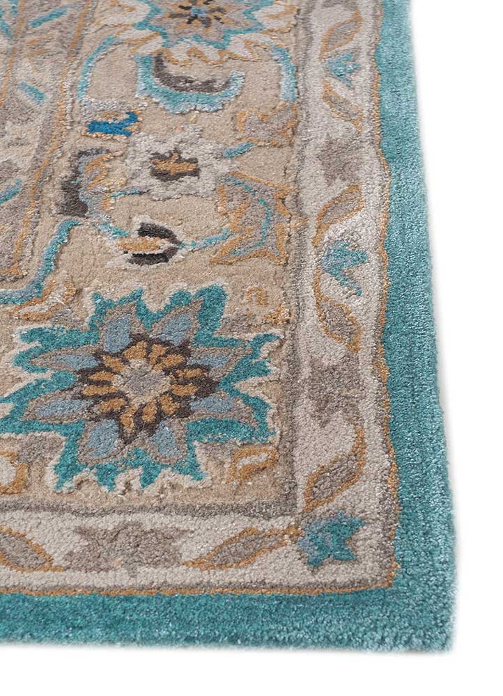 kasbah blue wool and viscose Hand Tufted Rug - Corner