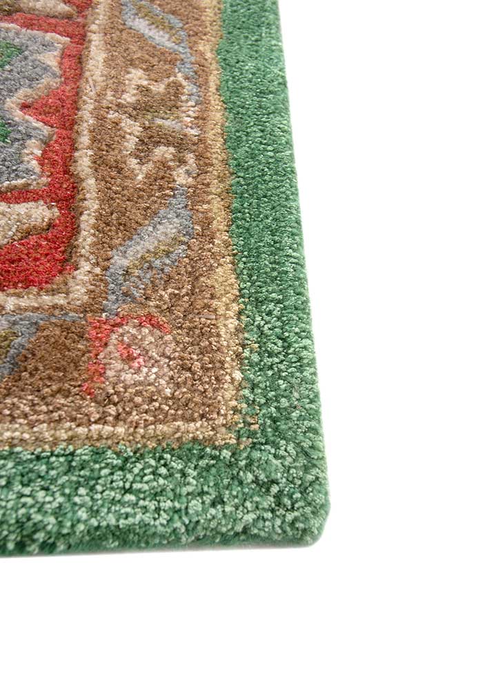 kasbah green wool and viscose Hand Tufted Rug - Corner
