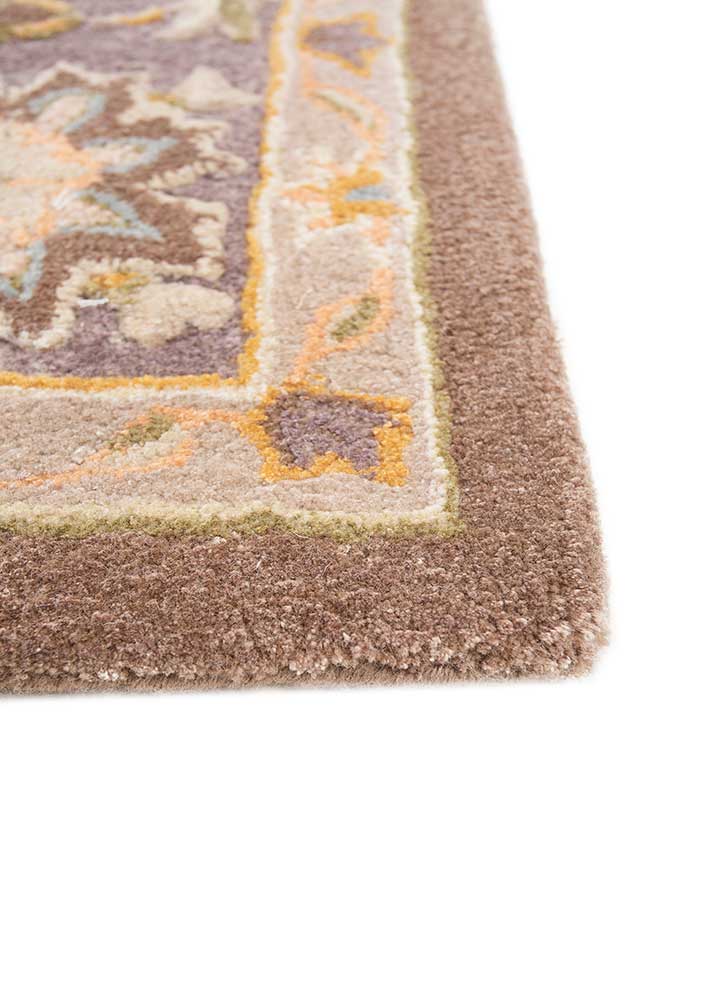 kasbah beige and brown wool and viscose Hand Tufted Rug - Corner