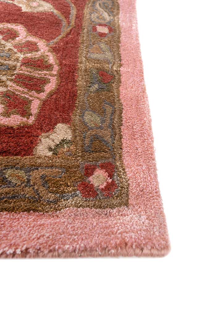 kasbah pink and purple wool and viscose Hand Tufted Rug - Corner