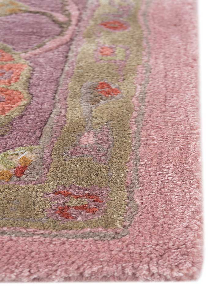kasbah pink and purple wool and viscose Hand Tufted Rug - Corner