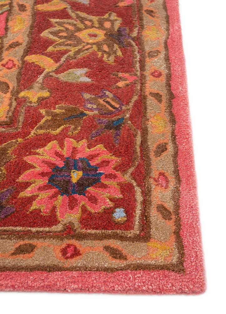 kasbah red and orange wool and viscose Hand Tufted Rug - Corner