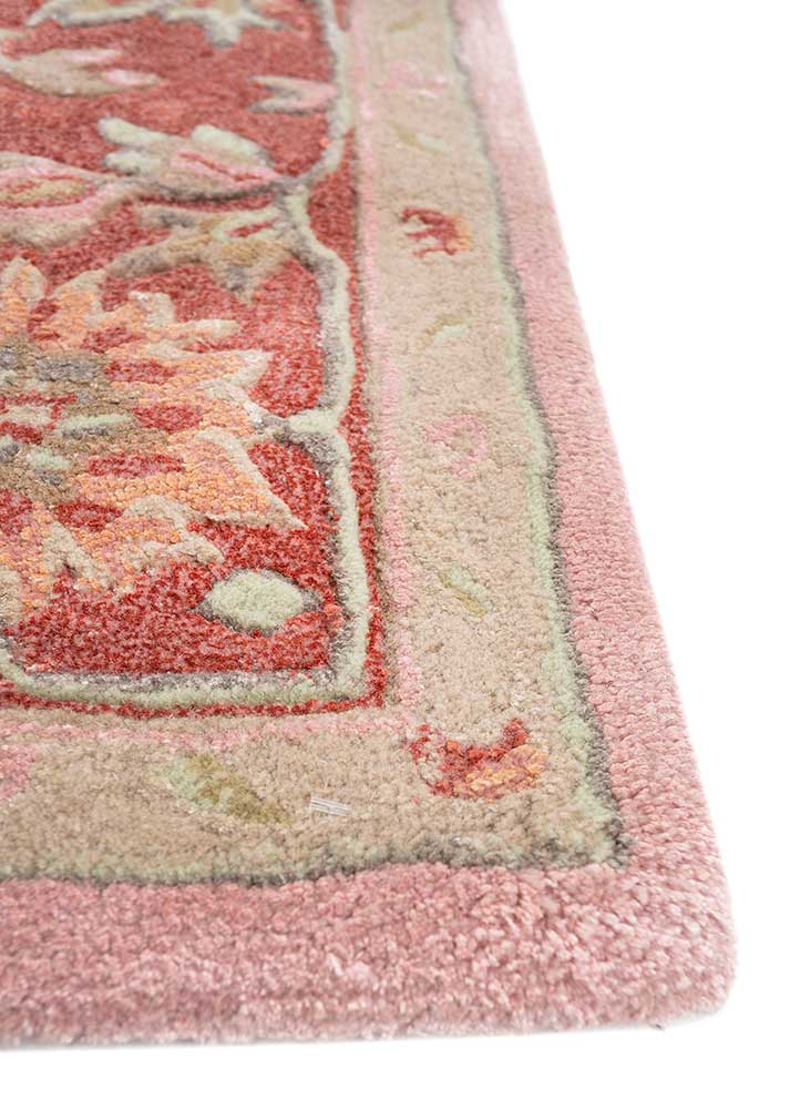 kasbah red and orange wool and viscose Hand Tufted Rug - Corner