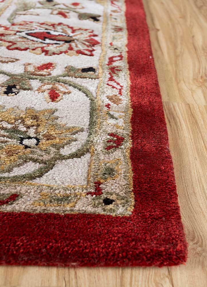 kasbah red and orange wool and viscose Hand Tufted Rug - Corner