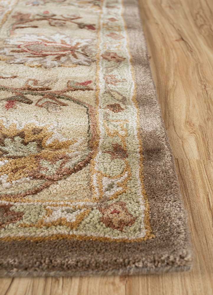 kasbah beige and brown wool and viscose Hand Tufted Rug - Corner