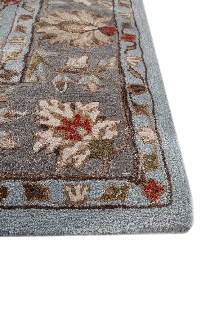 kasbah blue wool and viscose Hand Tufted Rug - Corner