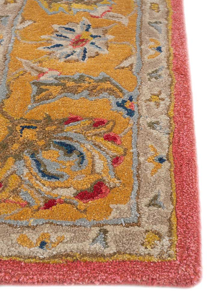 kasbah red and orange wool and viscose Hand Tufted Rug - Corner