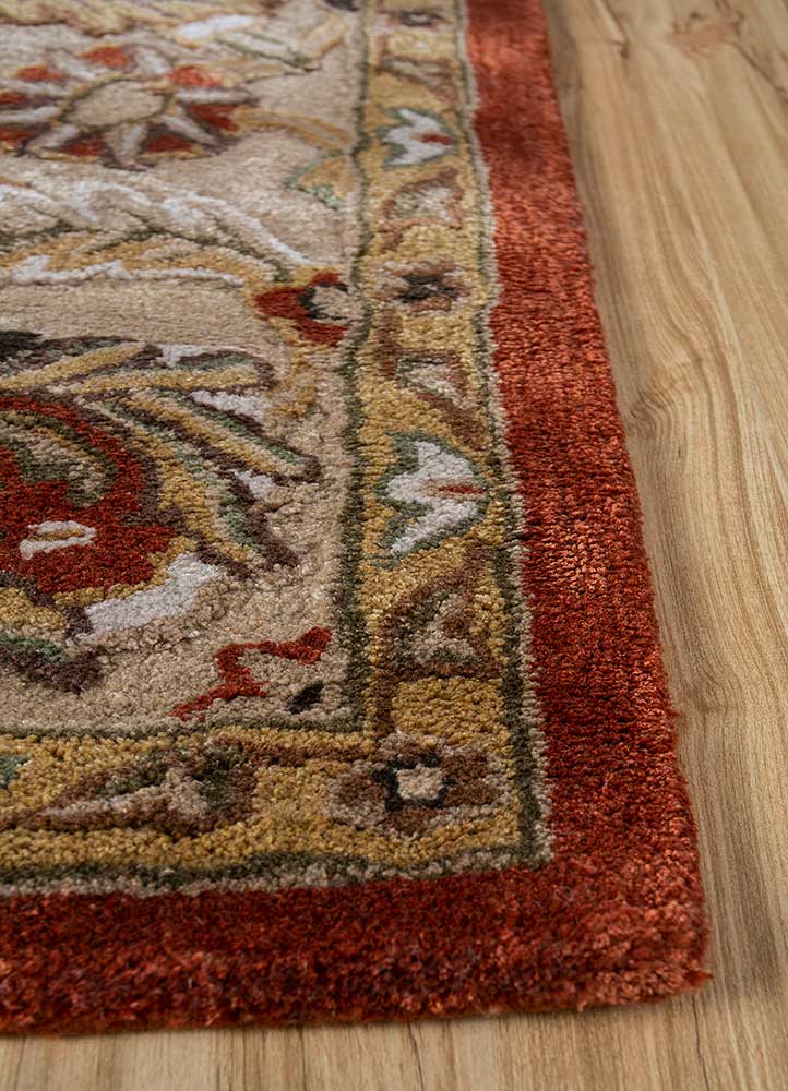 kasbah red and orange wool and viscose Hand Tufted Rug - Corner