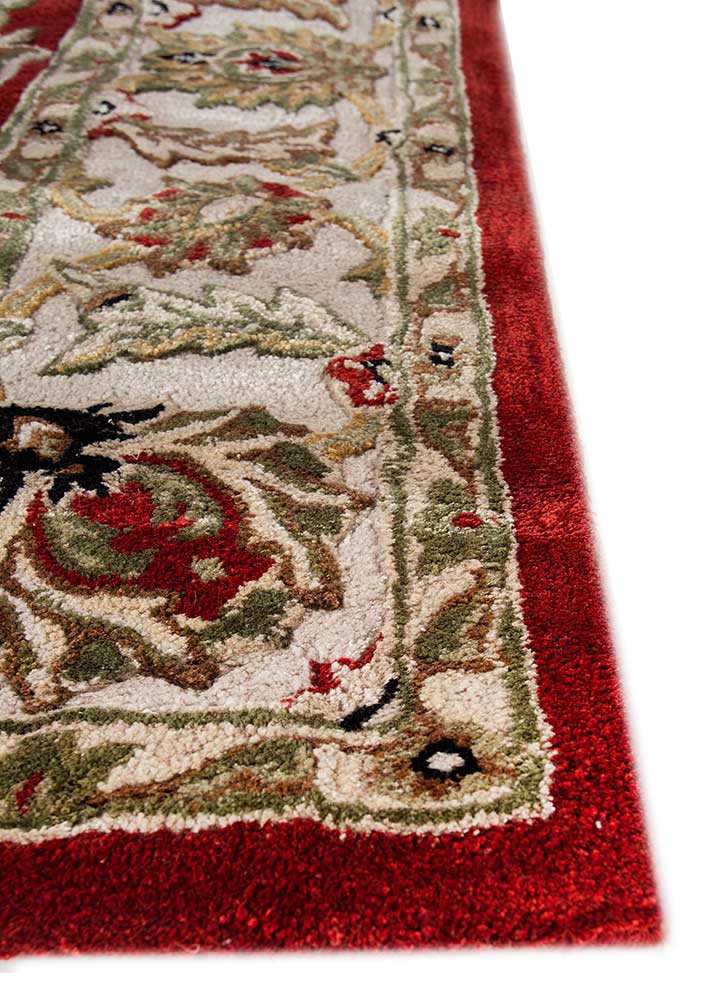 kasbah red and orange wool and viscose Hand Tufted Rug - Corner