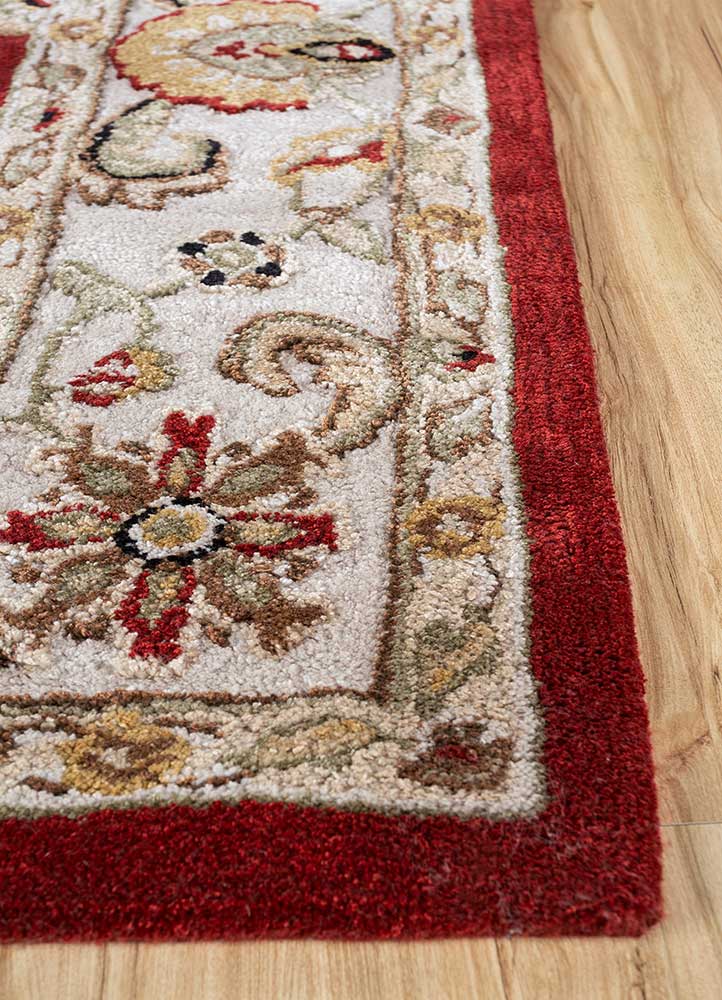 kasbah red and orange wool and viscose Hand Tufted Rug - Corner