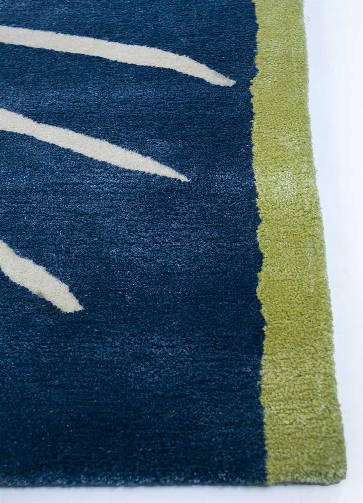 confetti green wool and viscose Hand Tufted Rug - Corner