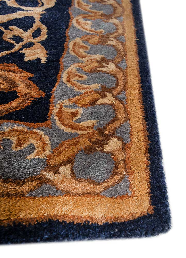 kora blue wool and viscose Hand Tufted Rug - Corner