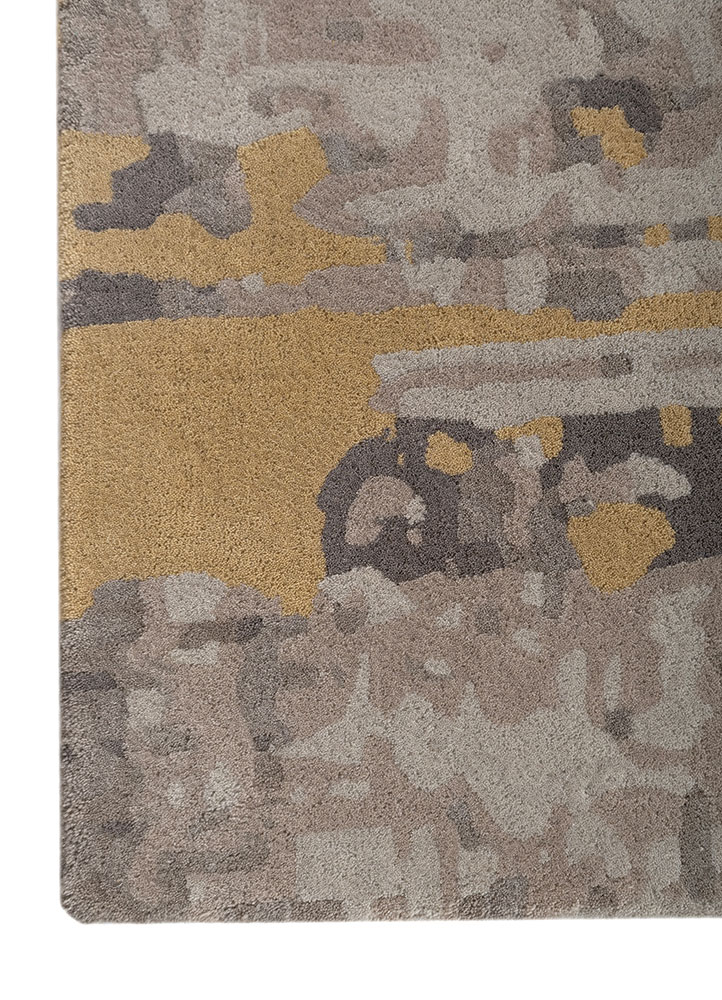 genesis grey and black wool Hand Tufted Rug - Corner