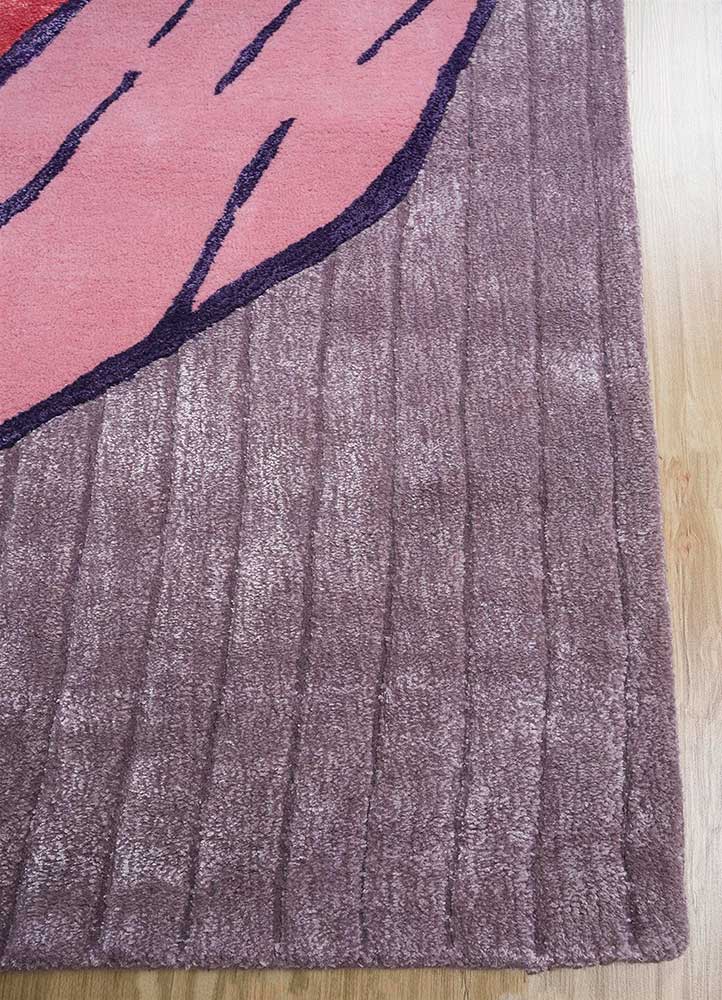 jaipur wunderkammer pink and purple wool and viscose Hand Tufted Rug - Corner