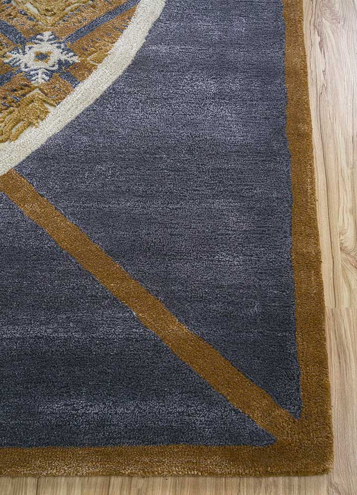 jaipur wunderkammer blue wool and viscose Hand Tufted Rug - Corner