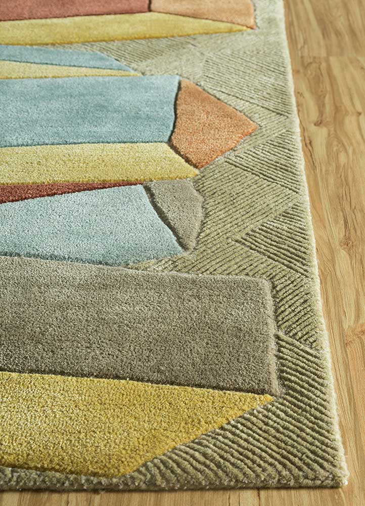 archetype beige and brown wool and viscose Hand Tufted Rug - Corner