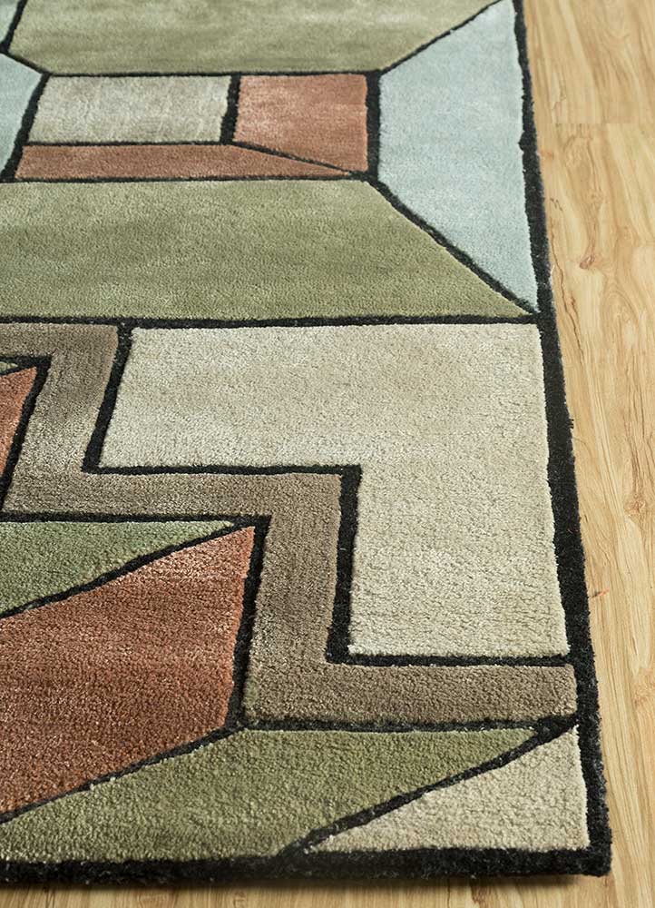 archetype beige and brown wool and viscose Hand Tufted Rug - Corner