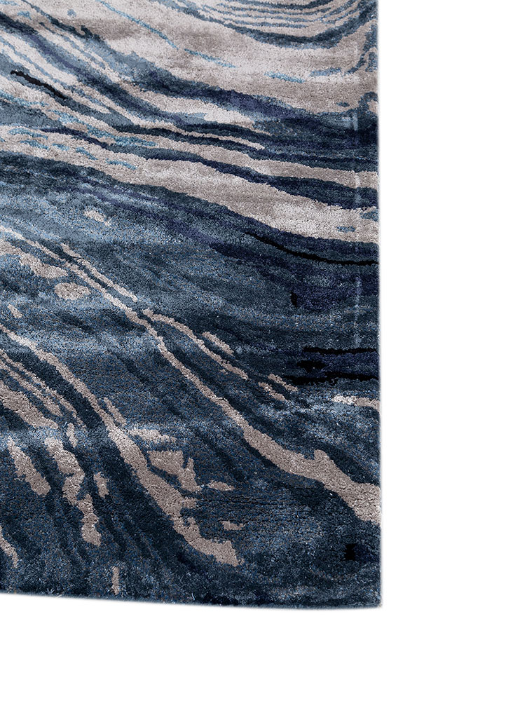 genesis blue viscose Hand Tufted Rug - Corner