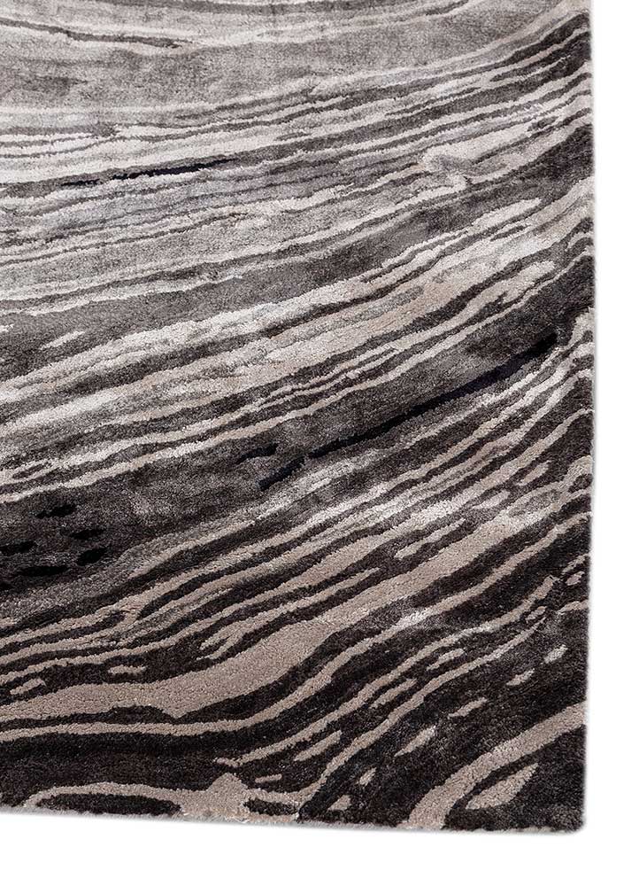 genesis grey and black viscose Hand Tufted Rug - Corner