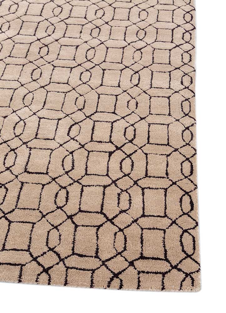 contour beige and brown wool Hand Tufted Rug - Corner