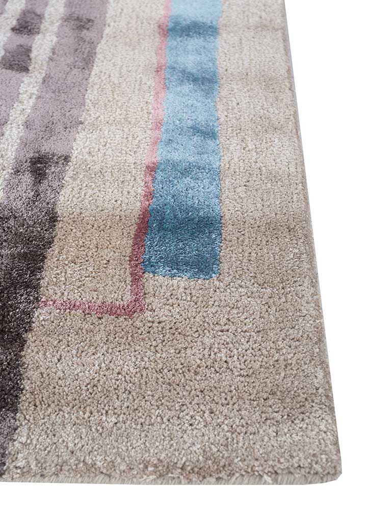 acar blue wool and viscose Hand Tufted Rug - Corner