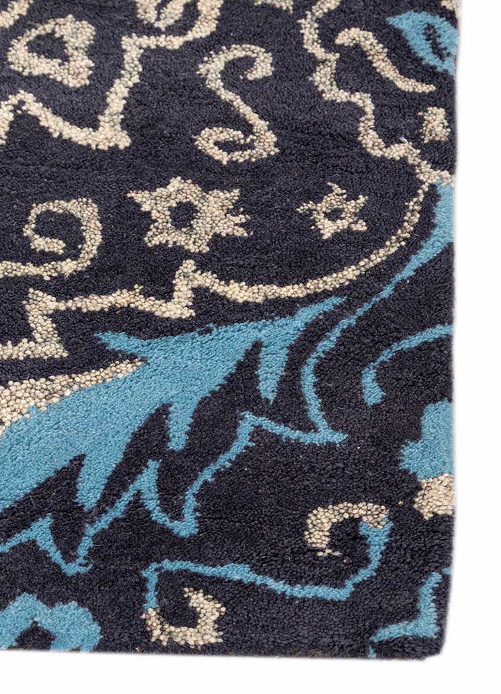 imara blue viscose Hand Tufted Rug - Corner