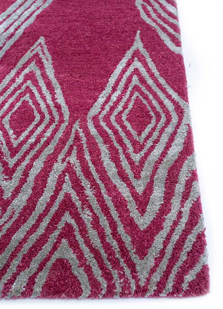 acar pink and purple wool and viscose Hand Tufted Rug - Corner