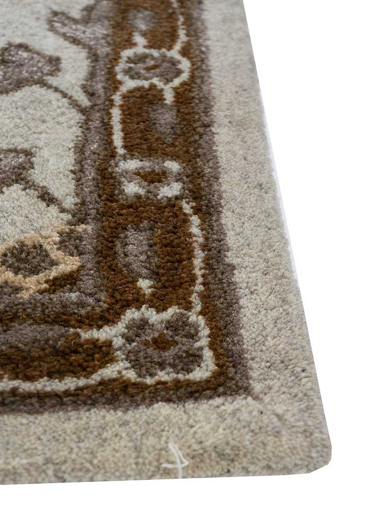 kasbah beige and brown wool and viscose Hand Tufted Rug - Corner