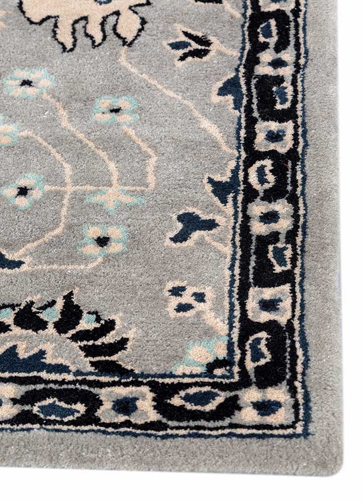 kasbah grey and black wool and viscose Hand Tufted Rug - Corner