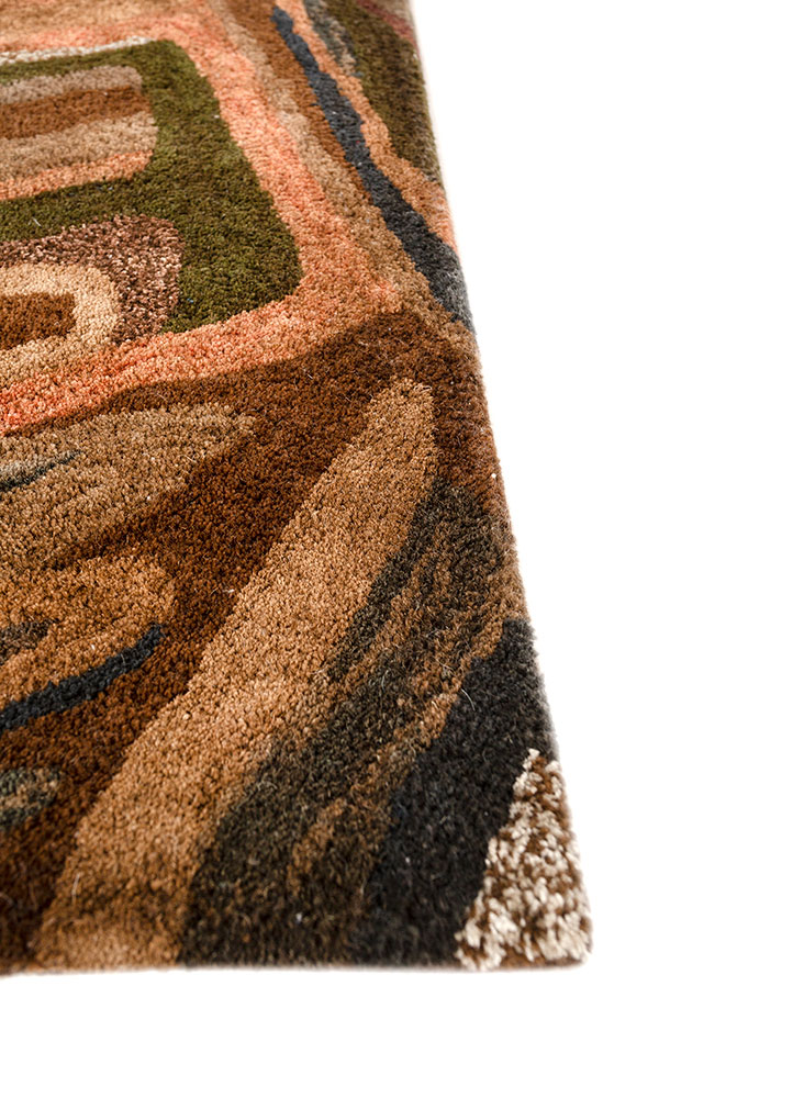 genesis beige and brown wool and viscose Hand Tufted Rug - Corner