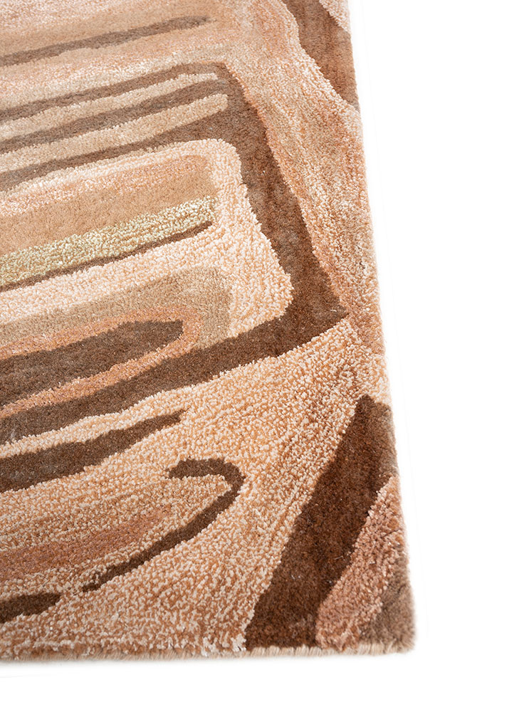 genesis beige and brown wool and viscose Hand Tufted Rug - Corner