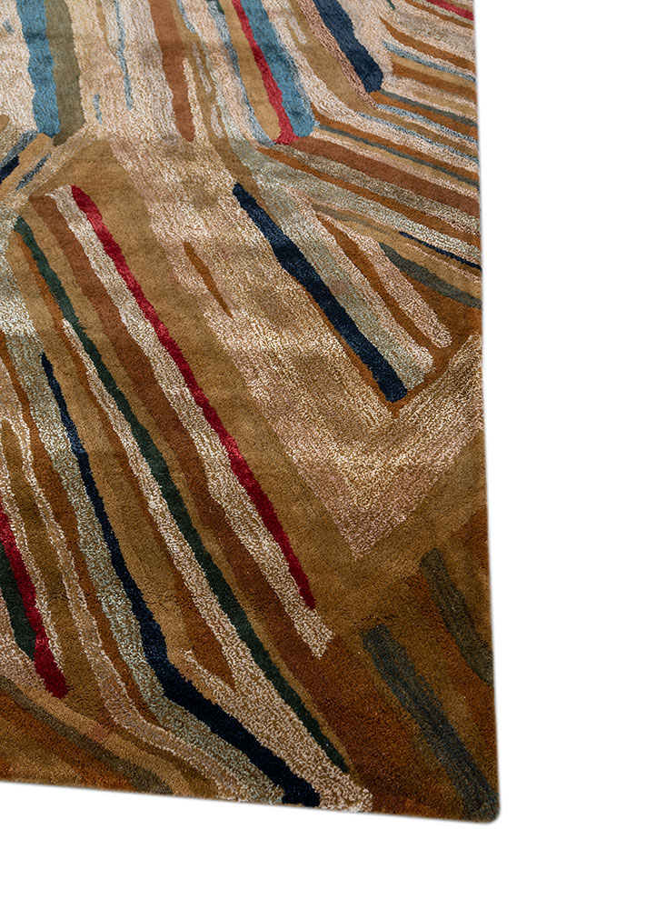 genesis gold wool and viscose Hand Tufted Rug - Corner